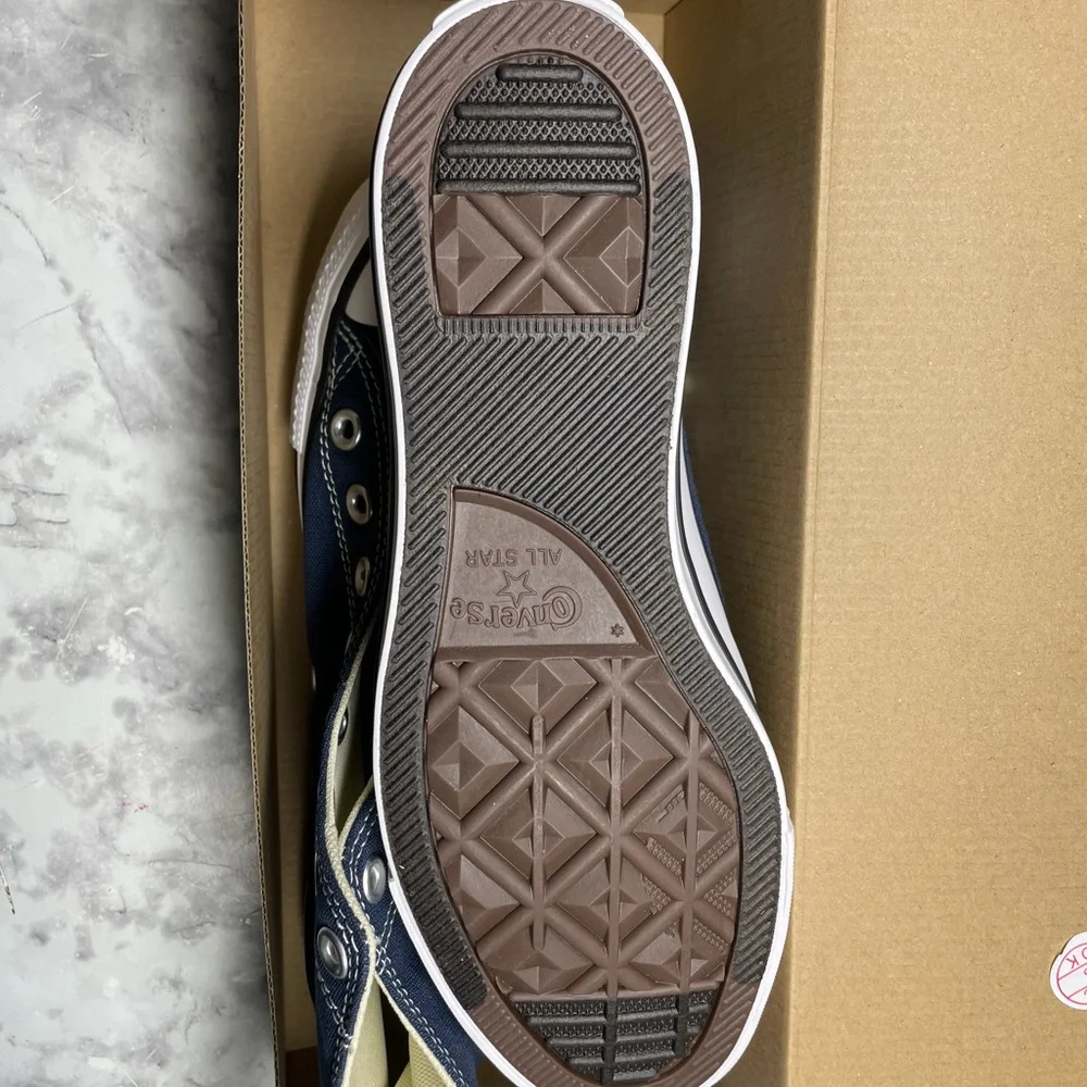 Converse Navy High-Tops with Cream Interior - Picture 2 of 5